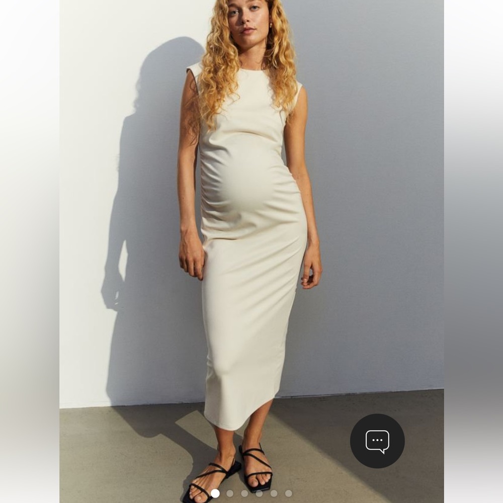 HM mama maternity cream jersey midi dress